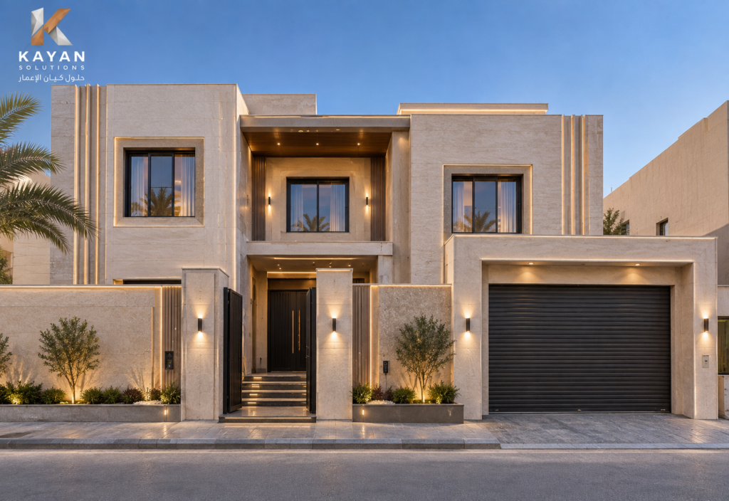 واجهة فيلا سكنية بعد الترميم وإعادة التشطيب